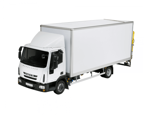 White sub-7.5-tonne box rigid truck
