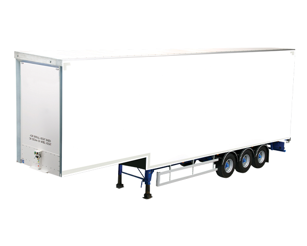 White tri-axle stepframe trailer